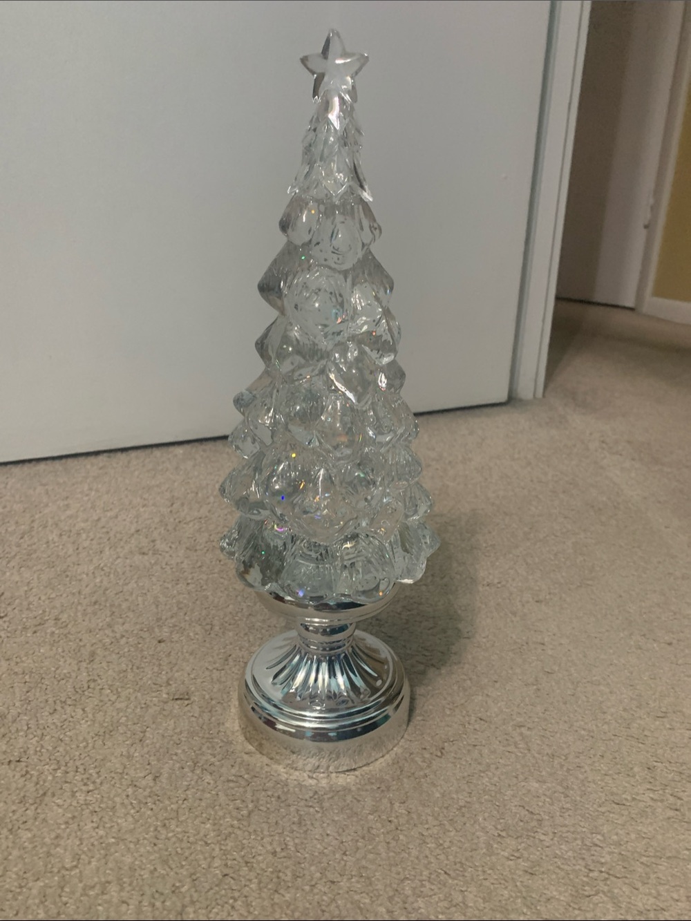 Cracker Barrel Exclusive Christmas Silver Tree Glitter Globe - Picture 3 of 7